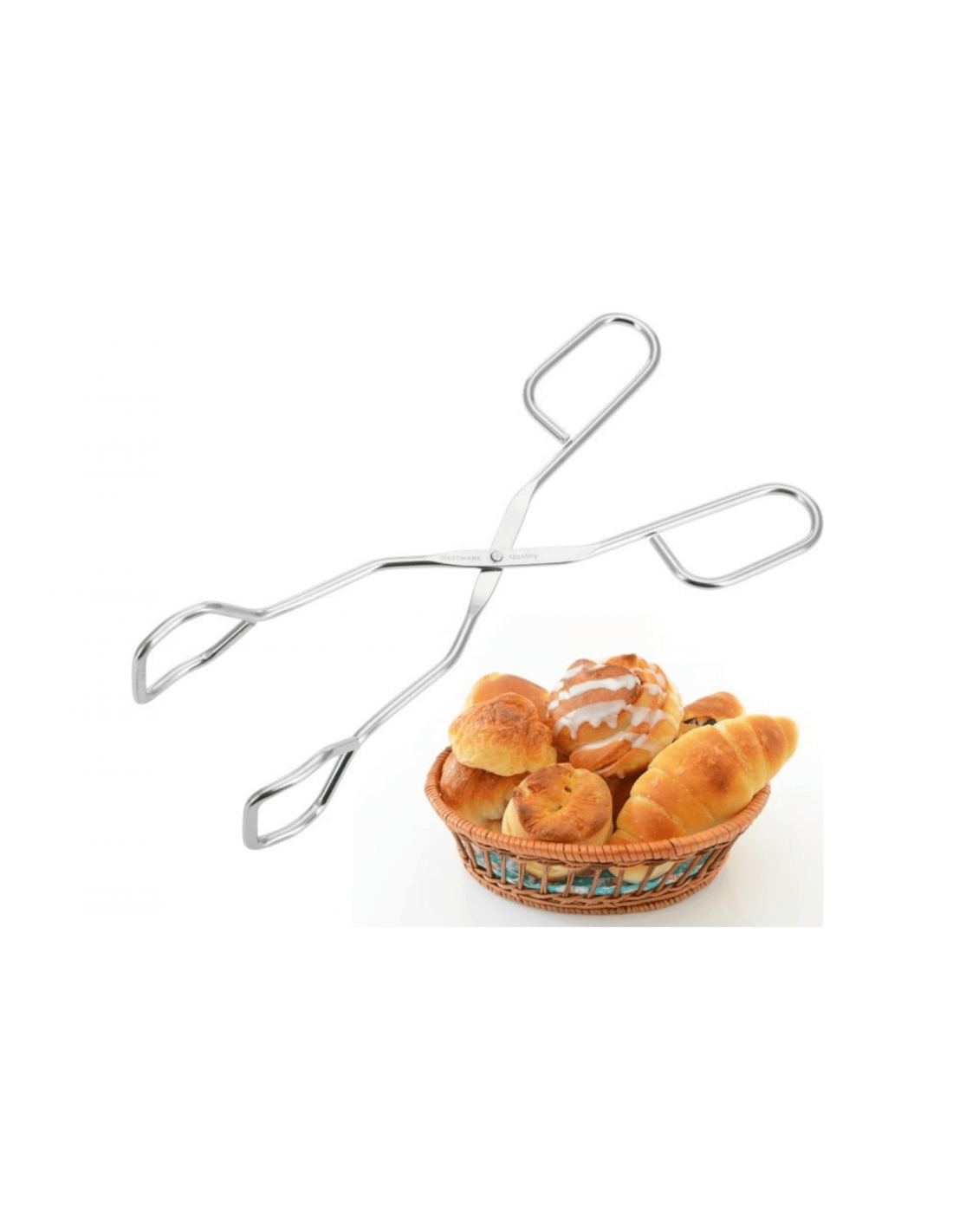 Pince De Cuisine 30 Cm Inox Et Nylon - Pour Viande, Pâtes, BBQ, Salades - Manche Antidérapant Et Facile à Nettoyer