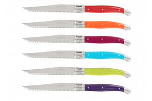 Bloc de 6 couteaux à steak microdentés Laguiole par André Verdier Wild flowers 2