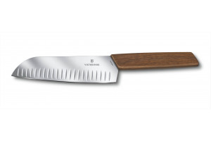 Couteau Santoku Victorinox - lame 17cm alvéolée et manche bois de noyer