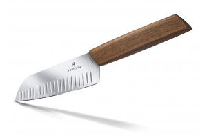 Couteau Santoku Victorinox - lame 17cm alvéolée et manche bois de noyer 2