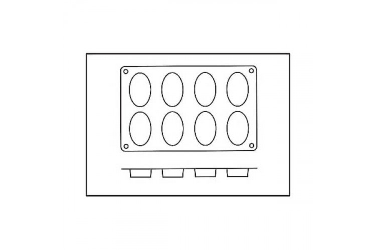 Moule en silicone Silikomart Silicon Flex - 8 formes ovales