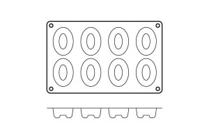 Moule en silicone Silikomart Silicon Flex - 8 savarins ovales 2