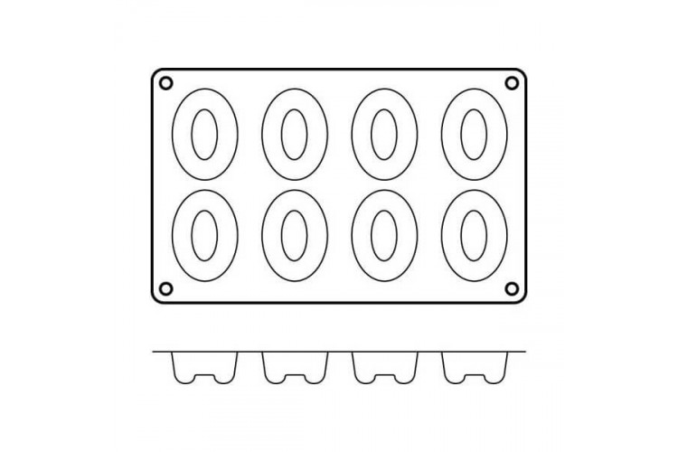 Moule en silicone Silikomart Silicon Flex - 8 savarins ovales