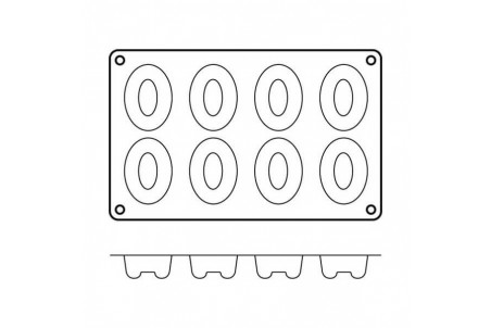 Moule en silicone Silikomart Silicon Flex - 8 savarins ovales