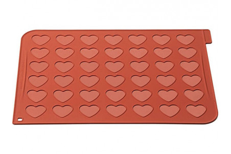 Plaque à macarons 42 empreintes forme cœur en silicone 40 x 30 cm