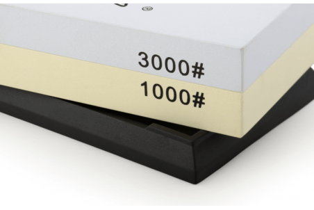 Pierre à aiguiser double face Chroma grains 1000/3000 avec socle