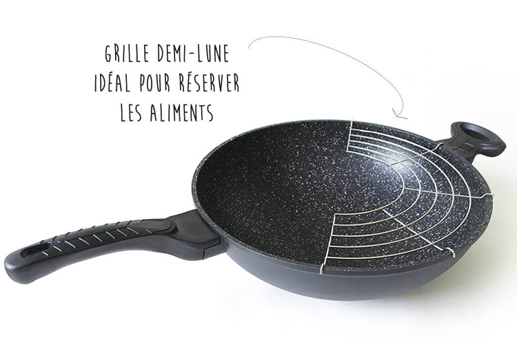 Wok en fonte façon pierre Pradel Excellence Premium 32cm tous feux/induction