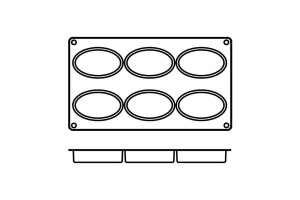 Moule en silicone professionnel Silicon Flex 300x175mm 6 formes ovales 2