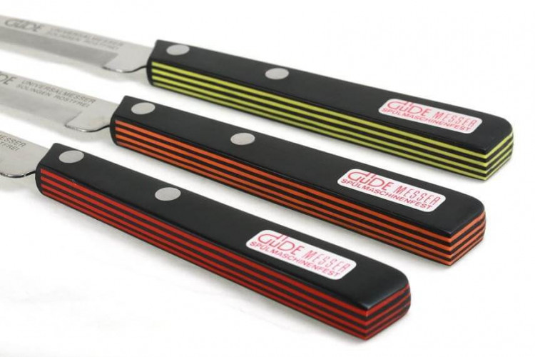 Couteau de table noir/orange Güde Universel lame micro-dentée en inox 10cm