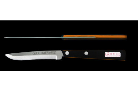 Couteau de table noir/orange Güde Universel lame micro-dentée en inox 10cm