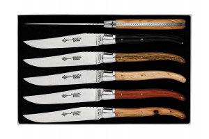 Coffret 6 couteaux Laguiole G.DAVID inox et manche bois - 23 cm