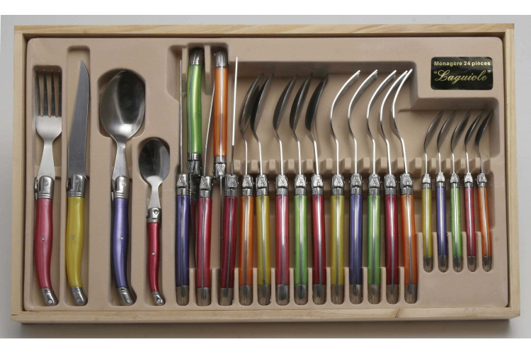 Ménagère Laguiole Pastel Pradel Excellence 24 pièces coffret bois