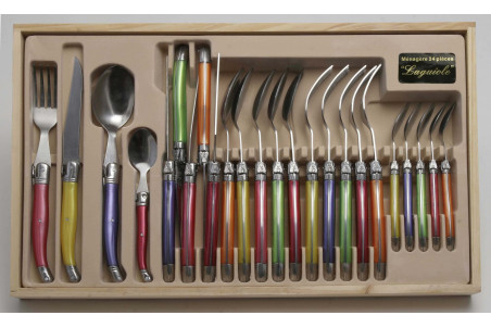 Ménagère Laguiole Pastel Pradel Excellence 24 pièces coffret bois