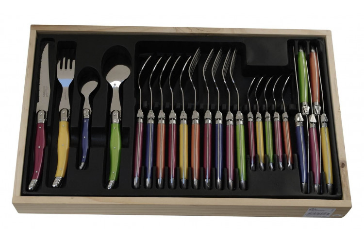 Ménagère Laguiole Pastel Pradel Excellence 24 pièces coffret bois