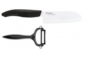 Coffret KYOCERA - Santoku 14 cm + Éplucheur céramique de 4cm à manches noirs 2