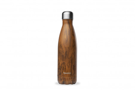 Bouteille isotherme Qwetch Bois tout inox à double paroi