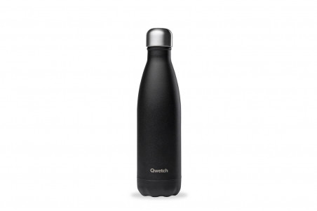 Bouteille isotherme Qwetch Matt noir éco-responsable en inox