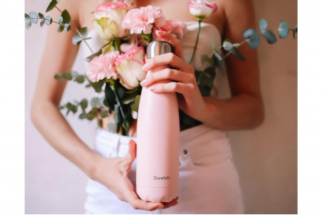Bouteille isotherme Qwetch Pastel rose étanche en inox