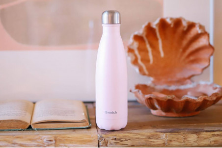 Bouteille isotherme Qwetch Pastel rose étanche en inox