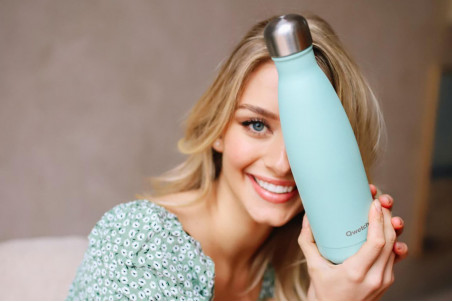 Bouteille isotherme Qwetch Pastel vert inox