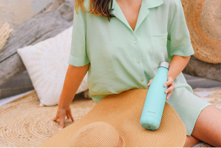 Bouteille isotherme Qwetch Pastel vert inox