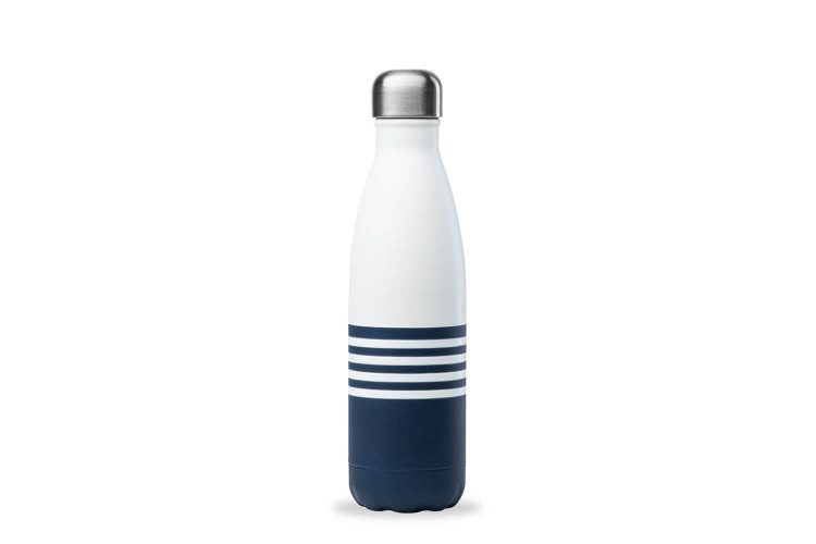 Bouteille isotherme Qwetch Marinière Bleu tout inox à double paroi - Édition limitée