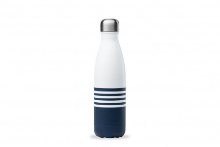 Bouteille isotherme Qwetch Marinière Bleu tout inox à double paroi - Édition limitée