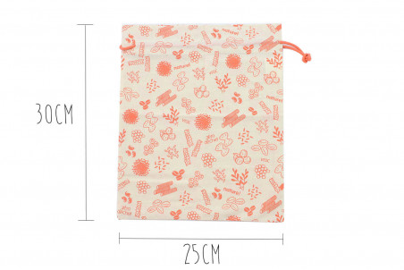Set de 3 sacs à vrac Pebbly en coton biologique - rouge vert et marron