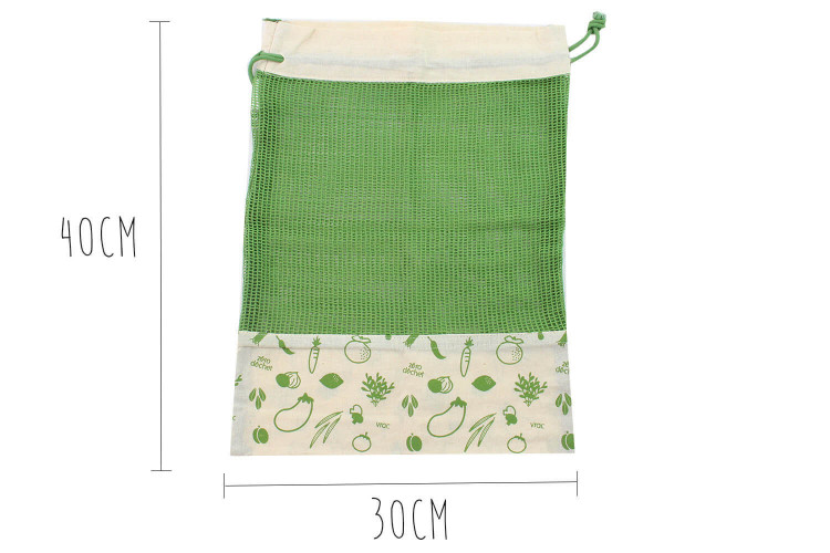 Set de 3 sacs à vrac Pebbly en coton biologique - rouge vert et marron
