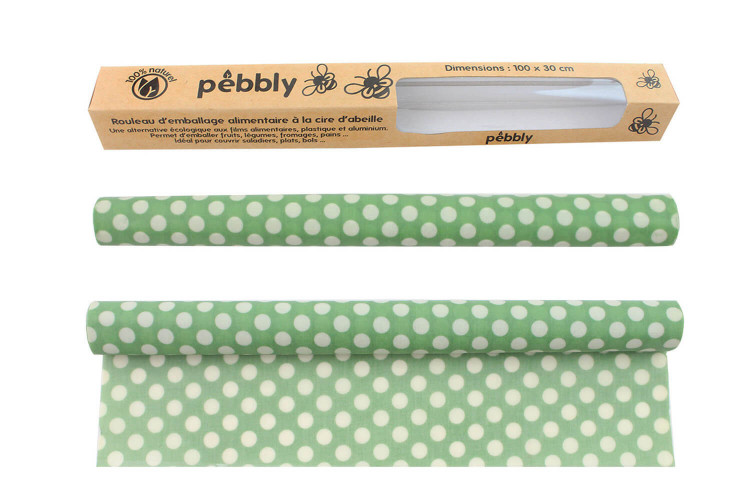 Emballage alimentaire écologique Pebbly à la cire d'abeille - Rouleau 1m réutilisable
