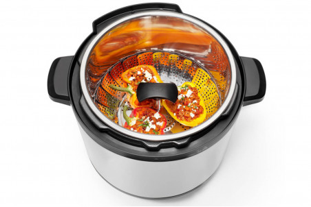 Insert vapeur OXO inox avec poignée rétractable et verrouillable ø25,5cm