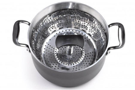 Insert vapeur OXO inox avec poignée rétractable et verrouillable ø25,5cm