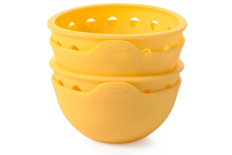 Lot de 2 pocheuses à œufs OXO en silicone jaune 10,5cm