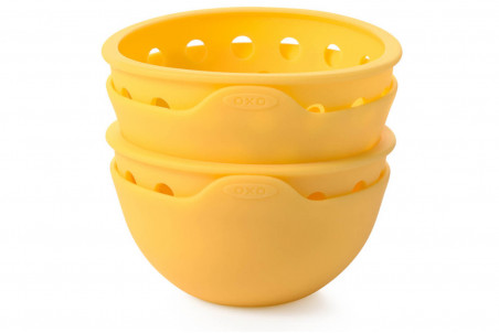 Lot de 2 pocheuses à œufs OXO en silicone jaune 10,5cm