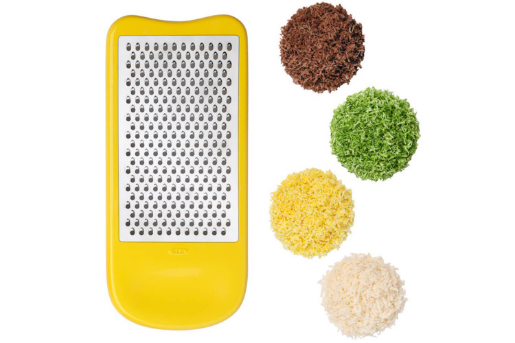 Lot OXO de 2 râpes lames inox + 1 éminceur + 1 spiralizer avec récupérateur