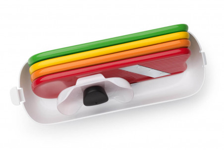 Lot OXO de 2 râpes lames inox + 1 éminceur + 1 spiralizer avec récupérateur