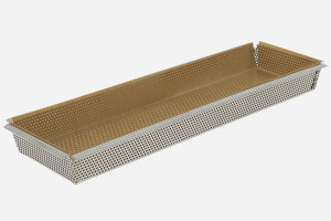 Moule rectangulaire acier inox De Buyer - fond amovible et 2 feuilles cuisson