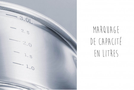 Set de 4 casseroles Beka Chef en inox avec marquage - 14, 16, 18 et 20cm