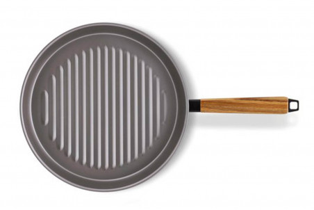 Poêle grill Beka Nomad en acier carbone + poignée bois acacia - 28cm