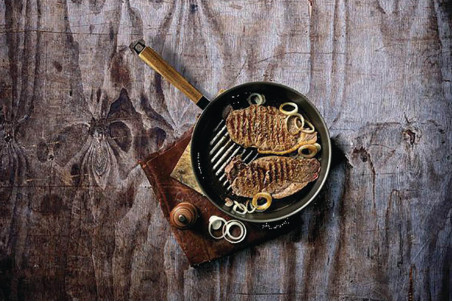 Poêle grill Beka Nomad en acier carbone + poignée bois acacia - 28cm