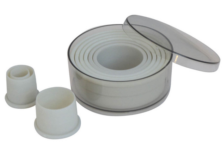 9 Découpoirs ronds unis De Buyer en polyamide Ø2 à 10cm
