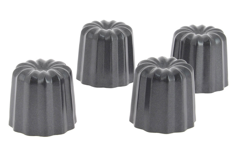 Lot de 4 moules à cannelés en acier De Buyer antiadhérents