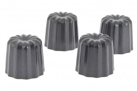 Lot de 4 moules à cannelés en acier De Buyer antiadhérents