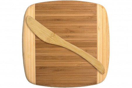 Petite planche à découper carrée Totally Bamboo - tartineur inclus
