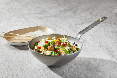 Wok à queue De Buyer Minéral B Élément en fer naturel - finition protectrice bio