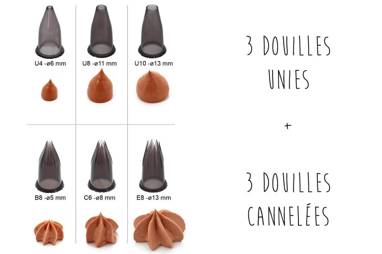 Kit de 6 douilles De Buyer Classic en Tritan + support de rangement
