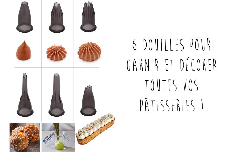Kit de 6 douilles De Buyer Garnir en Tritan + support de rangement
