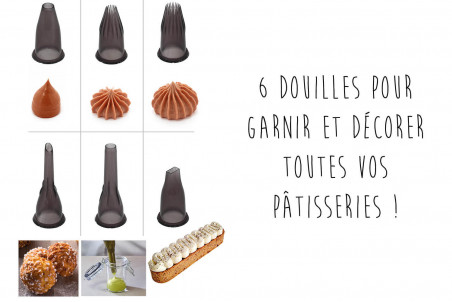 Kit de 6 douilles De Buyer Garnir en Tritan + support de rangement