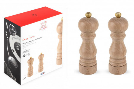 Lot de deux moulins à sel et poivre Peugeot U'Select - bois naturel 18cm