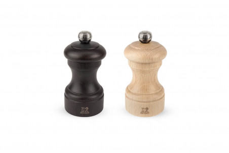 Lot de deux moulins à sel et poivre Peugeot Duo Bistro - bois chocolat et naturel 10cm